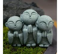 WIIYENA Statue de Bouddha en grès vert avec inscription « See No Evil Speak No Evil Hear No Evil » pour décoration de jardin et d'intérieur