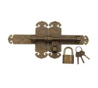 WIIYENA Verrou de porte vintage en laiton avec motif lotus double boulon complet avec 3 clés et matériel de montage pour portails de jardin (bronze)
