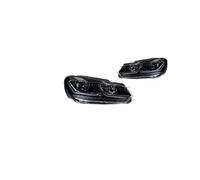 WIJHJET Phares Avant Kit Phares LED Voiture Avec Feux Jour Séquentiels Feux Croisement Bi-xénon HID Boîtier Anti-poussière Pour VW Pour Golf 6 2009-2012(LED-Silver)