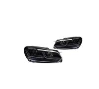 WIJHJET Phares Avant Kit Phares LED Voiture Avec Feux Jour Séquentiels Feux Croisement Bi-xénon HID Boîtier Anti-poussière Pour VW Pour Golf 6 2009-2012(LED-Black)