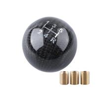 WIJHJET Pommeau Levier Vitesse Circulaire Universel En Fibre Carbone Pour Voiture Forme Boule Ronde AT MT Noir Pommeau Levier Vitesse Voiture(5-Speed)