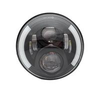 WIJHJET Pour CB400 CB1300 CB250 CB600F CB919 7" Rond 50W Faisceau Haut/bas Moto Feu De Conduite Avec Clignotant DRL Anneau Halo Yeux D'angle Phare Avant Moto(1pcs black light)