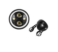 WIJHJET Pour Shadow Pour VT 600 750 1100 Pour VTX 1300 Phare LED Universel Pour Moto 5 3/4 Pouces,75 Avec Boîtier De Montage Et Support Godet Phare Avant Moto(Set A)