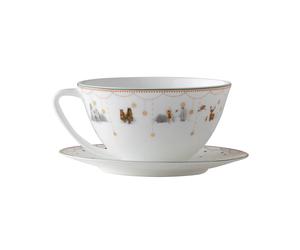 Wik & Walsøe Tasse à thé avec soucoupe Julemorgen Story Blanc-multi