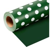 Wikadlik Rouleau de papier cadeau à pois blancs - 43 cm x 10 m de papier cadeau vert pour anniversaire, Saint-Valentin, fête des mères, fête des pères, mariage, remise de diplôme, Noël