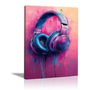 WIKEO Abstrait Affiche sur Toile Décoration Œuvres d’art musicales de graffiti Toile en musique - images décoration murale pour chambre à coucher, bureau(Rose)-30x40cm Encadrée