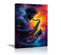 WIKEO Abstrait Affiche sur Toile Musique abstraite du graffiti images murale pour chambre à coucher, bureau Salle À Manger BarImpression tableau Decor Posters(violet)-70x100cm Encadrée