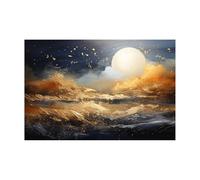 WIKEO Abstrait Tableau Boho Paysages naturels Coucher soleil Nordique Moderne MinimalisteDecoration Murale Chambre Salle De Bain Cuisine Bureau affiches(Or)-50x70cm Sans cadre