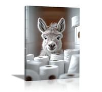 WIKEO Animal Peinture Murale d'art l'image Animaux de toilettes amusants imprimée sur Toile Photos d'œuvres d'art pour Le Bureau à Domicile Décoration Moderne(Blanc)-40x60cm Encadrée