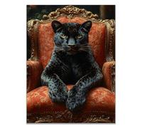 WIKEO Animal Peinture Murale d'art l'image Canapé de salle de bain Léopard imprimée sur Toile Photos d'œuvres d'art pour Le Bureau à Domicile Décoration Moderne(Noir)-50x70cm Sans cadre