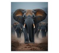 WIKEO Animal Peinture Murale d'art l'image Fresque d’éléphant de forêt imprimée sur Toile Photos d'œuvres d'art pour Le Bureau à Domicile Décoration Moderne(Grey)-40x60cm Sans cadre