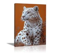 WIKEO Animal Peinture Murale d'art l'image Images modernes de léopards imprimée sur Toile Photos d'œuvres d'art pour Le Bureau à Domicile Décoration Moderne(Orange)-30x40cm Encadrée