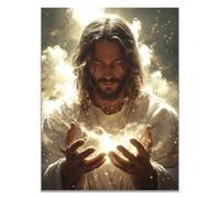 WIKEO Galerie Nordique Toile Tableaux Jésus Christ Illustration abstraite du Christ Impression sur Décoration Murale, Tableaux Muraux pour Chambre à coucher Bureau(blanc)-30x40cm Sans cadre