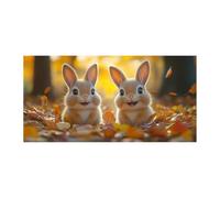 WIKEO Impression sur Toile Forêt, Images mignonnes d’animaux de la forêt Tableau sur Toile Paysage, Art et affiche pour Salon Salle de bain Bureau Décoration Murale - 20x40cm Sans cadre(Jaune)