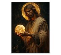 WIKEO Jésus Christ Icône Affiche Illustration abstraite du Christ ImpriméS D'Art Pour,Salle De Bain,Coucher,Murale,Salon,Impression sur toile Jesus Christ(Doré)-30x40cm Sans cadre