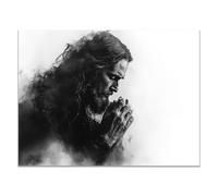 WIKEO JéSus Christ Toile Tableau Arbre de Vie Naturel Jésus nordique Impression sur toile Motif, Jesus Tableau religieux Salon Chambre Decoration(Noir 8)-60x90cm Sans cadre