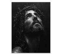 WIKEO JéSus Christ Toile Tableau Jésus dans les images de la souffrance Affiche Et Style Campagnard Toile Tableau, Decoration à La Maison Murale Tableaux salon, chambre(gris)-50x70cm Sans cadre