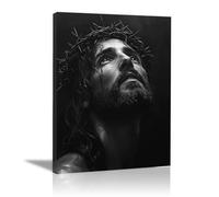 WIKEO JéSus Christ Toile Tableau Jésus dans les images de la souffrance Affiche Et Style Campagnard Toile Tableau, Decoration à La Maison Murale Tableaux salon, chambre(gris)-50x70cm Encadrée