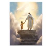 WIKEO JéSus Christ Toile Tableau Jésus des montagnes de retour Affiche Et Style Campagnard Toile Tableau, Decoration à La Maison Murale Tableaux salon, chambre(Blanc 1)-70x100cm Sans cadre