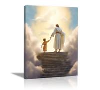 WIKEO JéSus Christ Toile Tableau Jésus des montagnes de retour Affiche Et Style Campagnard Toile Tableau, Decoration à La Maison Murale Tableaux salon, chambre(Blanc 1)-30x40cm Encadrée