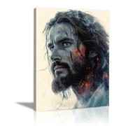 WIKEO Jésus Tableau Affiche Murale Illustration abstraite du Christ ImpriméS D'Art Pour,Salle De Bain,Coucher,Murale,Salon,Impression sur toile Jesus Christ(gris)-50x70cm Encadrée