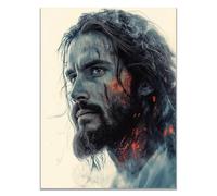 WIKEO Jésus Tableau Affiche Murale Illustration abstraite du Christ ImpriméS D'Art Pour,Salle De Bain,Coucher,Murale,Salon,Impression sur toile Jesus Christ(gris)-70x100cm Sans cadre