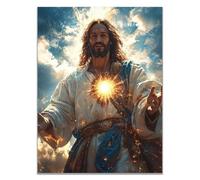 WIKEO Jésus Tableau Affiche Murale Illustration abstraite du Christ ImpriméS D'Art Pour,Salle De Bain,Coucher,Murale,Salon,Impression sur toile Jesus Christ(bleu)-30x40cm Sans cadre