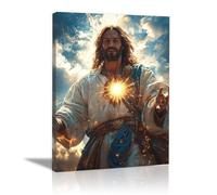 WIKEO Jésus Tableau Affiche Murale Illustration abstraite du Christ ImpriméS D'Art Pour,Salle De Bain,Coucher,Murale,Salon,Impression sur toile Jesus Christ(bleu)-40x60cm Encadrée