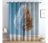 WIKEO Lot de 2 Rideaux Occultant avec Motifs Fleurs Classiques Abstrakter Bunter Baum Rideau Opaque à Oeillet Decoration pour Fenetre Chambre Salon-H220 x L132 cm (2 Panneaux)