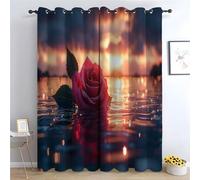 WIKEO Lot de 2 Rideaux Occultant avec Motifs Fleurs Classiques Fleurs Vintage Magnifiques Rideau Opaque à Oeillet Decoration pour Fenetre Chambre Salon-H215 x L100 cm (2 Panneaux)