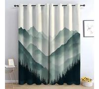 WIKEO Lot de 2 Rideaux Occultant avec Motifs Fleurs Classiques Natürliche Bergbäume Rideau Opaque à Oeillet Decoration pour Fenetre Chambre Salon-H215 x L100 cm (2 Panneaux)