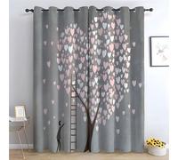 WIKEO Lot de 2 Rideaux Occultant avec Motifs Fleurs Classiques Vintage Abstract Tree Rideau Opaque à Oeillet Decoration pour Fenetre Chambre Salon-H160 x L100 cm (2 Panneaux)