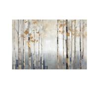 WIKEO Moderne Abstrait Impression sur Toile Tableau Coucher de soleil de la forêt de montagne Adolescent Salon décoration pour chambre à coucher bureau, images minimalistes(Beige)-70x100cm Sans cadre