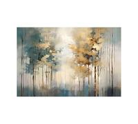 WIKEO Moderne Abstrait Impression sur Toile Tableau Coucher soleil de la forêt montagne Decoration Murale Deco Salon Chambre Cuisine Horizontal Tableaux Muraux(Bleu)-60x90cm Sans cadre