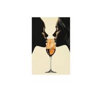 WIKEO Moderne Abstrait Impression sur Toile Tableau Femme Moderne du Verre de Vin Adolescent Salon décoration pour chambre à coucher bureau, images minimalistes(Orange)-80x120cm Sans cadre