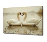 WIKEO Moderne Abstrait Impression sur Toile Tableau Paysages naturels d’animaux Decoration Murale Deco Salon Chambre Cuisine Horizontal Tableaux Muraux(Blanc)-60x90cm Encadrée