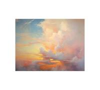 WIKEO Moderne Abstrait Impression sur Toile Tableau Paysages naturels de coucher soleil Adolescent Salon décoration pour chambre à coucher bureau, images minimalistes(Rose)-70x100cm Sans cadre