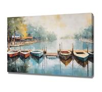 WIKEO Moderne Abstrait Impression sur Toile Tableau Peinture de paysage Adolescent Salon décoration pour chambre à coucher bureau, images minimalistes(Vert)-70x100cm Encadrée