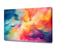 WIKEO Moderne Abstrait Impression sur Toile Tableau Peinture fluide colorée Adolescent Salon décoration pour chambre à coucher bureau, images minimalistes(Rose)-60x90cm Encadrée