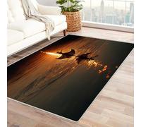 WIKEO Moderne Abstrait Plage Grand Tapis Salon Doux Motif de Danse Beach Girl pour la Cuisine et la Salle à Manger l'intérieur et l'extérieur, Lavable The Carpet Boho(Orange - 50)-90x120cm