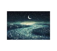 WIKEO Moderne Impression sur Toile Tableau Affiche de paysage nocturne Moderne Impression sur Toile Tableau Décoration Murale En cadeau pour chambre à coucher Bureau Galerie(Bleu)-40x60cm Sans cadre