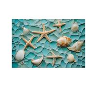 WIKEO Moderne plage Nature Paysage Impression poster mural Affiche des coquillages de plage Posters et Arts Décoratifs, Maison, Cuisine, Bureau ，Salon Decor(Beige)-60x90cm Sans cadre