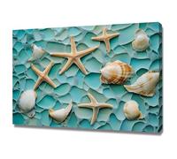 WIKEO Moderne plage Nature Paysage Impression poster mural Affiche des coquillages de plage Posters et Arts Décoratifs, Maison, Cuisine, Bureau ，Salon Decor(Beige)-40x60cm Encadrée