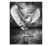 WIKEO Moderne plage Nature Paysage Impression poster mural Animaux de plage adorables et relaxants Posters et Arts Décoratifs, Maison, Cuisine, Bureau ，Salon Decor(blanc)-40x60cm Sans cadre