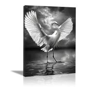 WIKEO Moderne plage Nature Paysage Impression poster mural Animaux de plage adorables et relaxants Posters et Arts Décoratifs, Maison, Cuisine, Bureau ，Salon Decor(blanc)-60x90cm Encadrée