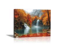WIKEO Moderne plage Nature Paysage Impression poster mural, Belle peinture de paysage Art Wall Decor,Salon Chambre, Cuisine Tableaux Decoratifs Muraux - 70x100cm Encadrée(orange)