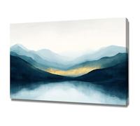 WIKEO Moderne plage Nature Paysage Impression poster mural Océan des Montagnes Abstraites Posters et Arts Décoratifs, Maison, Cuisine, Bureau ，Salon Decor(Bleu)-60x90cm Encadrée
