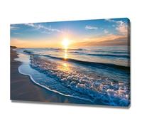 WIKEO Moderne plage Nature Paysage Impression poster mural Peinture dorée du coucher de soleil Posters et Arts Décoratifs, Maison, Cuisine, Bureau ，Salon Decor(Orange)-40x60cm Encadrée