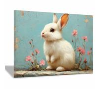 WIKEO Murale d'art l'image imprimée sur Toile Fleurs naturelles de lapin Animal Photos d'œuvres d'art pour Le Bureau à Domicile salon Décoration Moderne(Bleu)-30x40cm Encadrée
