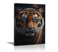 WIKEO Murale d'art l'image imprimée sur Toile Fresque du tigre d’horreur Animal Photos d'œuvres d'art pour Le Bureau à Domicile salon Décoration Moderne(Orange)-40x60cm Encadrée